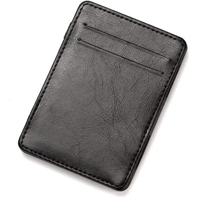 Billetera Unisex 3 Tarjetas Cuero Sintético Negro Liso