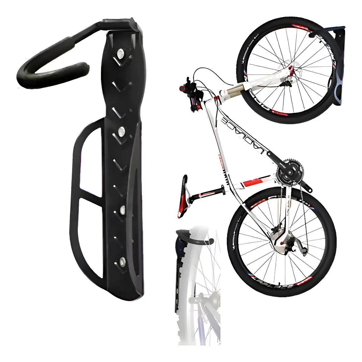 Soporte Pared Bici Negro Chapa 30kg Antideslizante Vertical