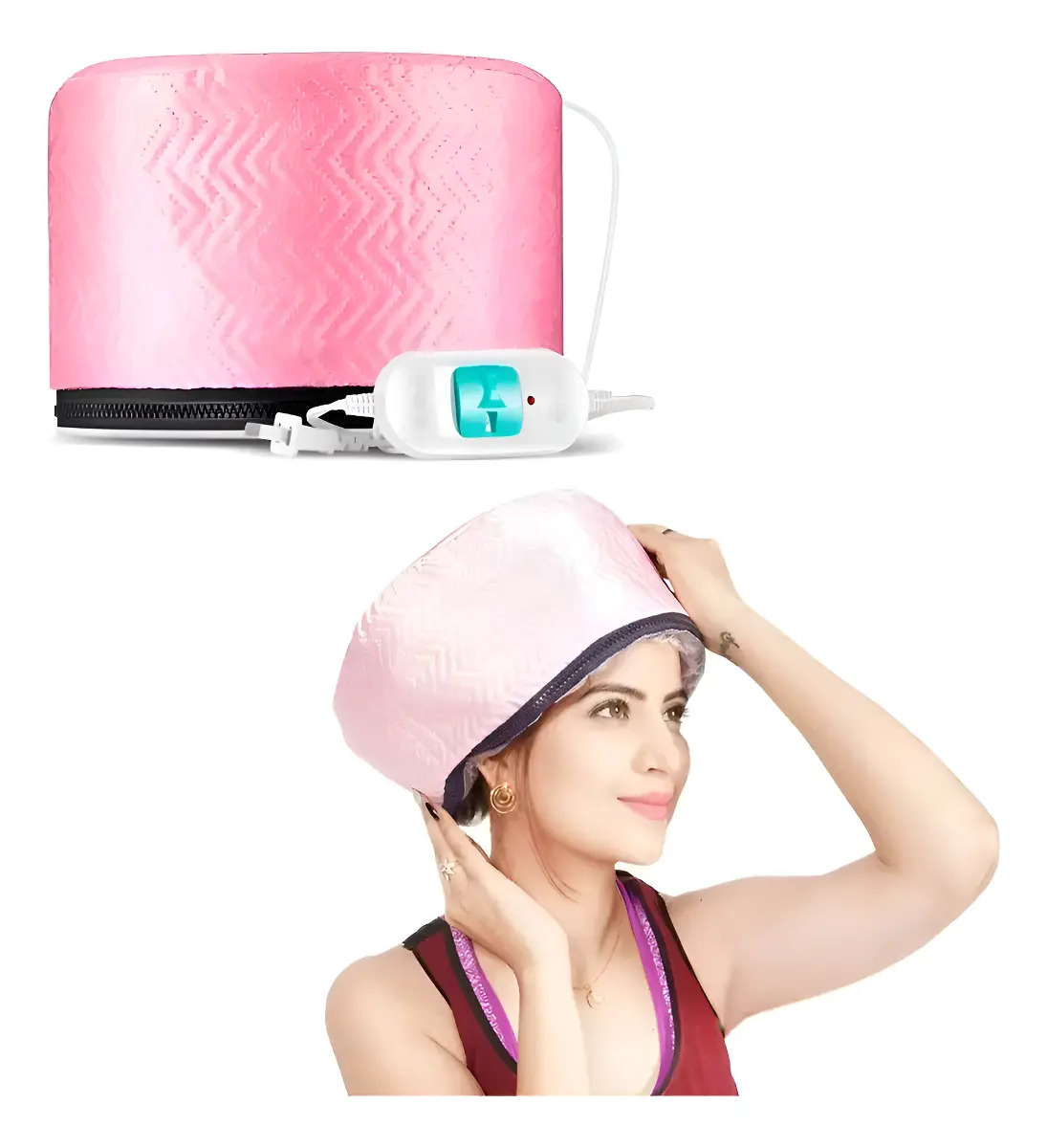 Gorra Térmica Eléctrica 220v Peluquería Botox Capilar Rosa