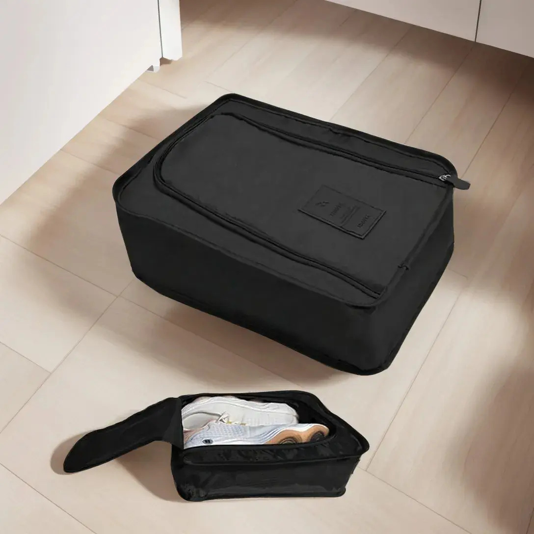 Bolsa Organizadora Calzado Negro Oxford Portátil Para Viaje