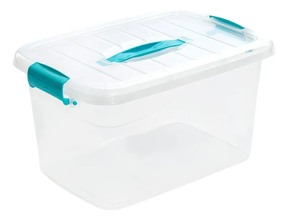 Caja Organizadora 50l Transp Con Ruedas Tapa Seguro Manija
