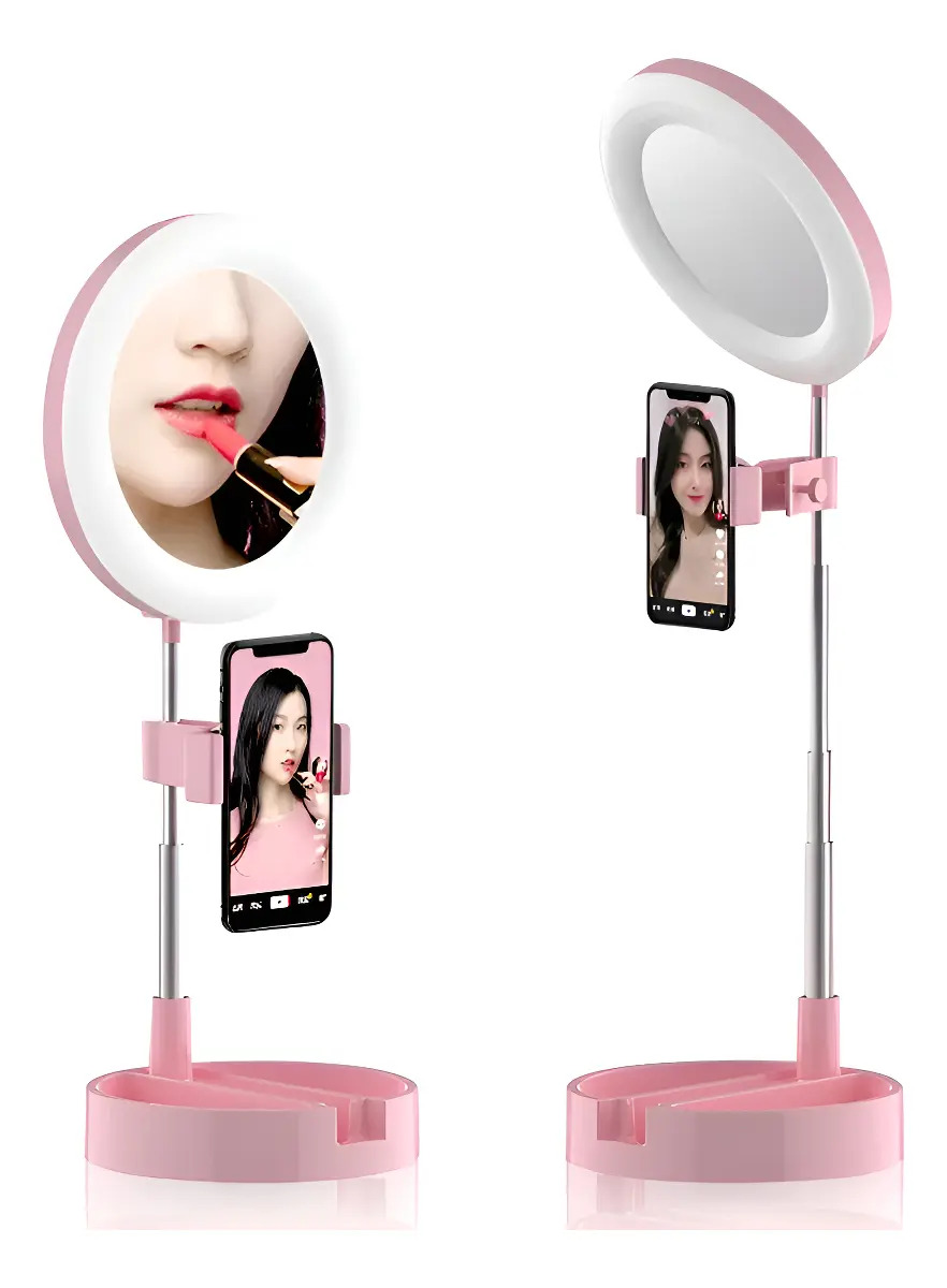 Espejo Led Selfie 15cm Luz Ajustable Usb Multifunción