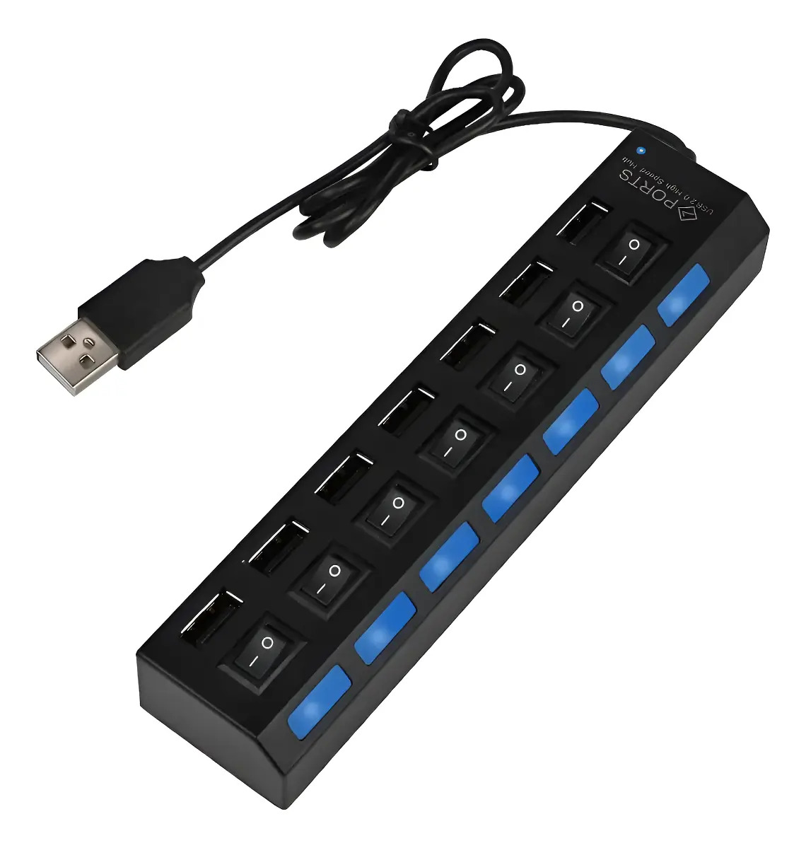 Hub Usb 2.0 7 Puertos Genérico 60mb/s Cable 45cm