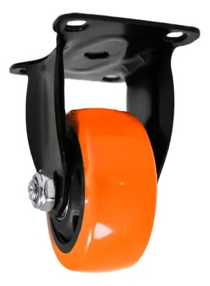 Rueda 3 Base Metálica Fija 10cm Naranja Negra Para Muebles