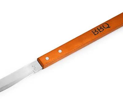 Cuchillo Asador Largo 39cm Mango Cuero Madera Y Metal