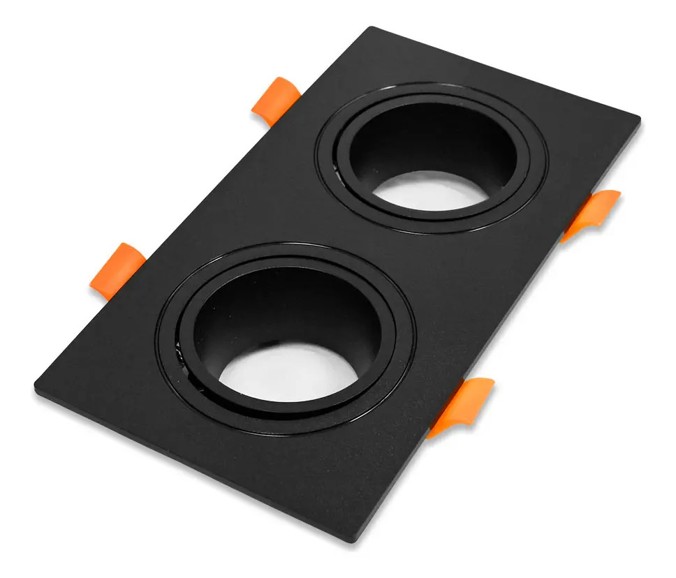 Soporte Para 2 Dicroicas Gu10 Aplique Techo Negro Plastico