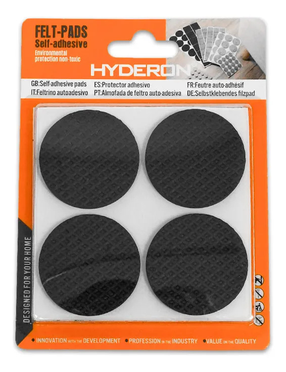 Protector Adhesivo Redondo Negro 8pz 40mm