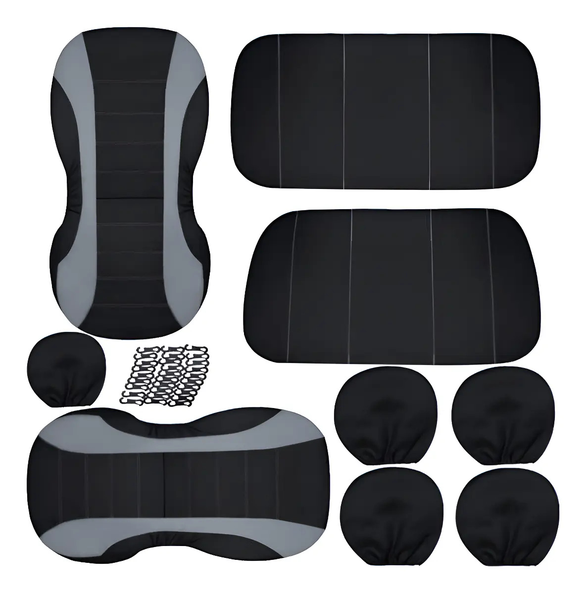 Cubre Asiento Tela Universal Detalles Gris Para Auto