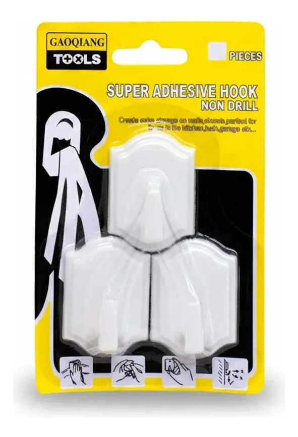 Colgador Plastico Autoadhesivo 3 Unidades