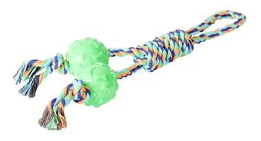 Juguete Cuerda Nudos 2 Pelotas Mascota Resistente Durable