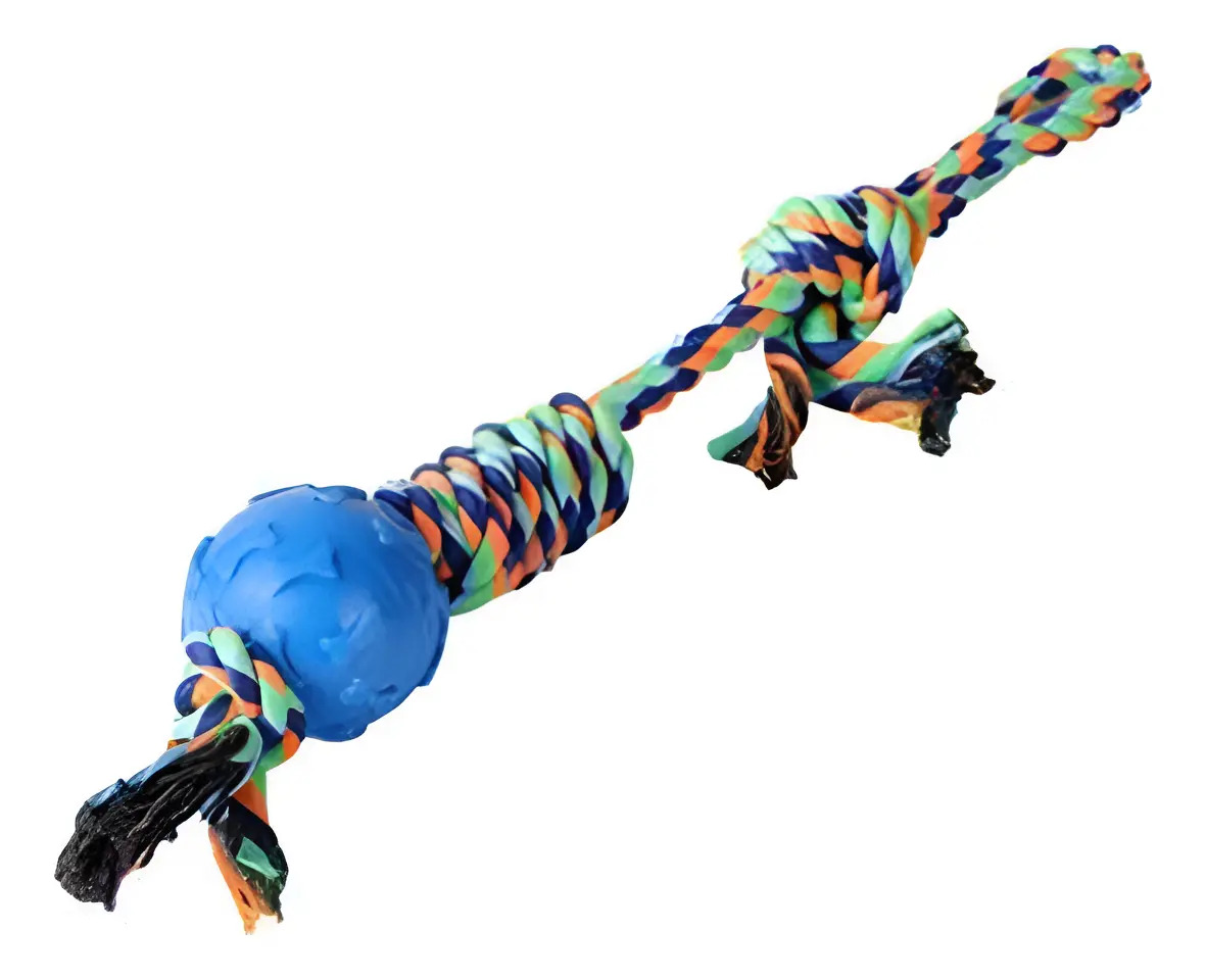 Juguete Cuerda Con Nudos Y Pelota Para Mascota Resistente