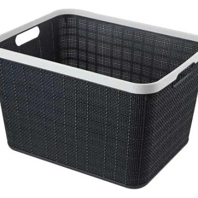 Canasto Organizador Plástico Azul 21x31x18 Cm Con Manijas