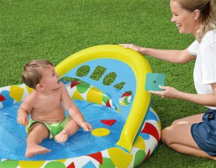 Piscina Inflable Infantil Redonda 120 Cm Con Burbuja De Agua