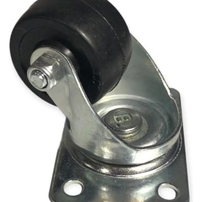 Rueda Giratoria Metalica Goma Negra Base Chica Vittohome