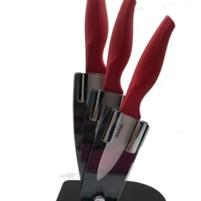 Set De 3 Cuchillos Acerinox Cerámica Silicona Lavavajillas