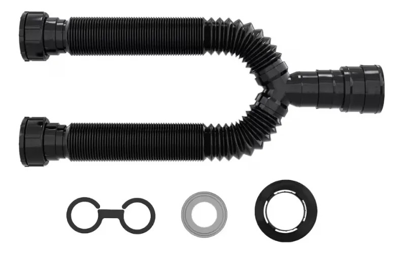 Sifón Extensible Doble Negro Universal Blukit 70