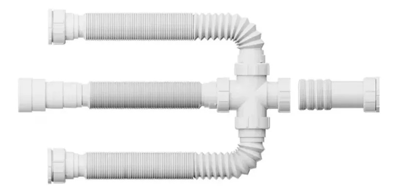 Sifón Extensible Triple Blanco Universal Resistente Gris