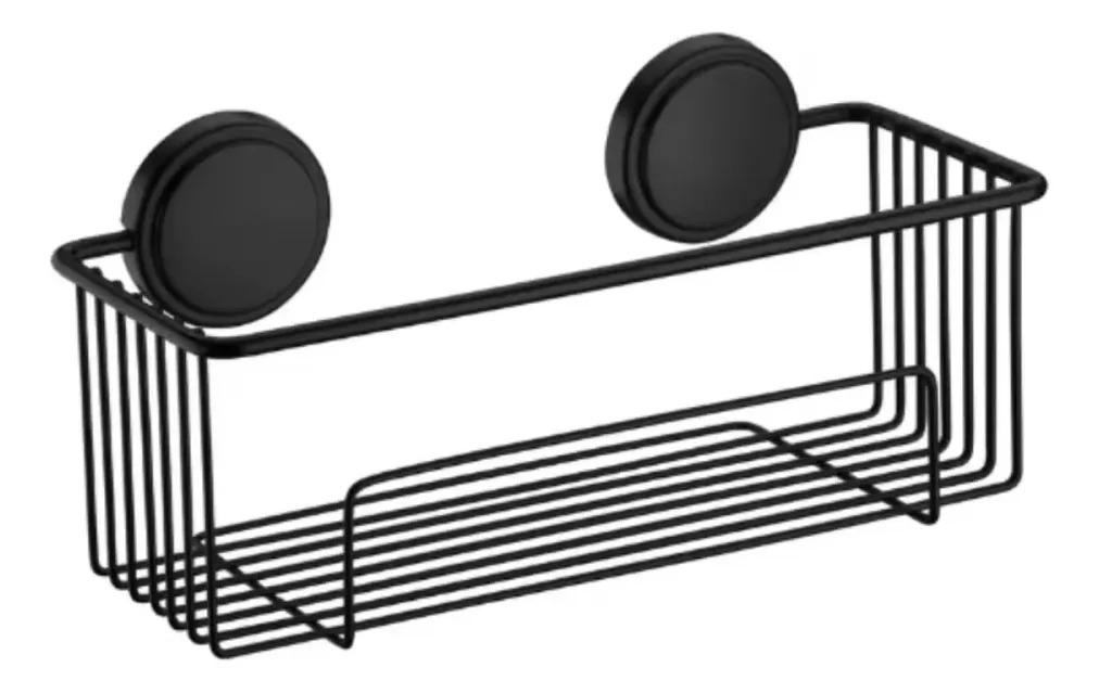 Organizador De Baño Adhesivo Negro Mate Ancho: 28,5cm
