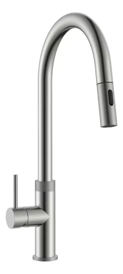 Grifería Virtus Curvo Extensible Satinado Acero Inox