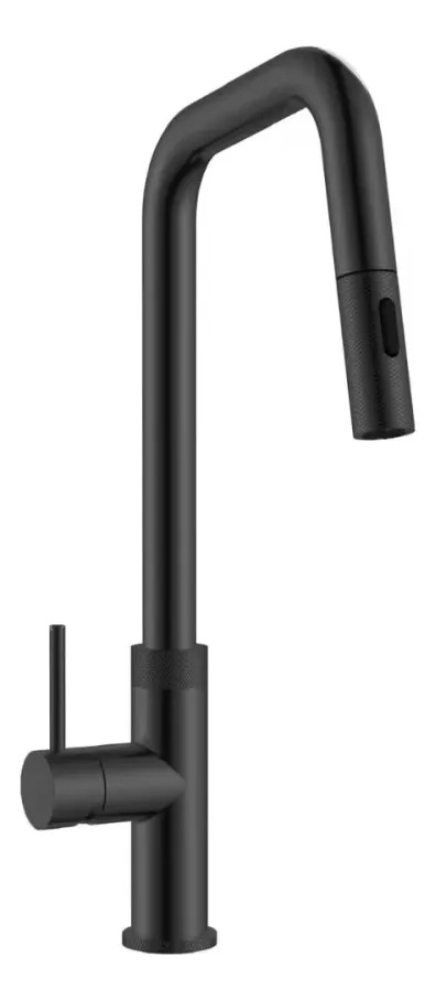 Grifería Cocina Virtus Extensible Negro Mate Acero Inoxidabl