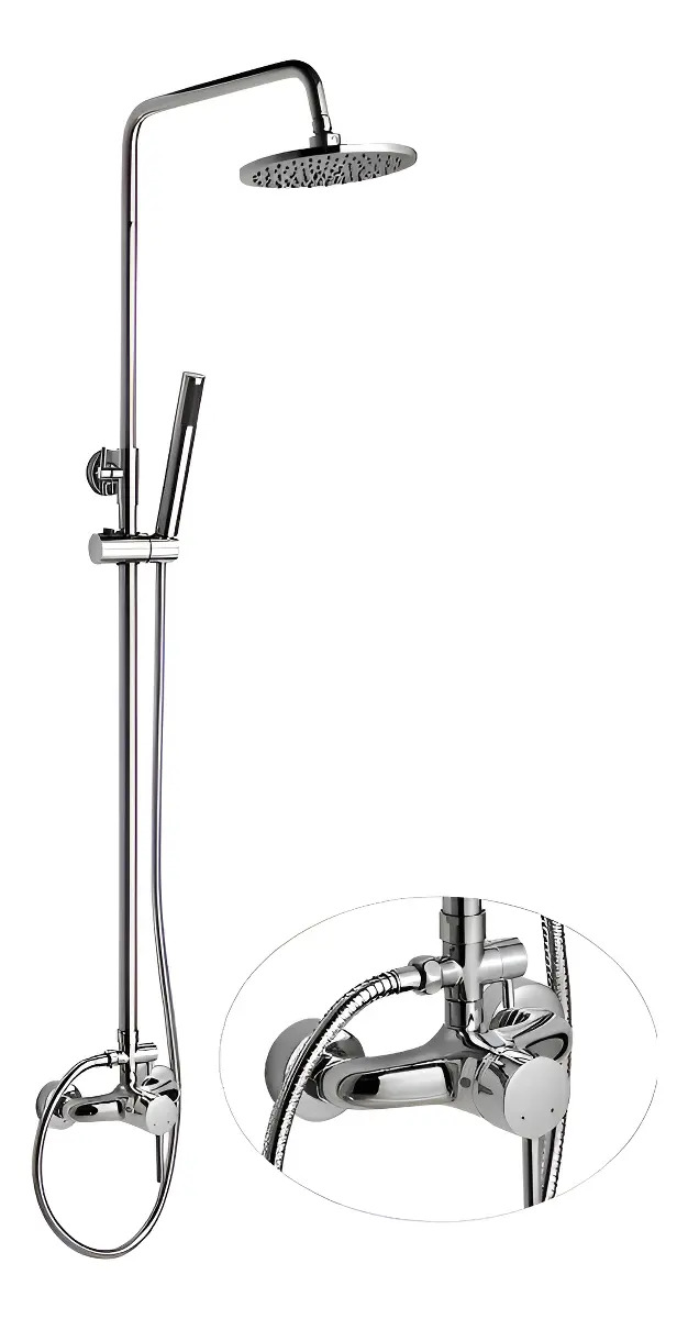 Barral Ducha Monocomando Milano Cromado Altura Regulable