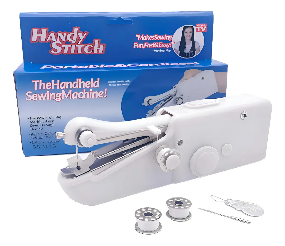 Máquina De Coser Portátil Cs-101b Manual Electrónica Blanca